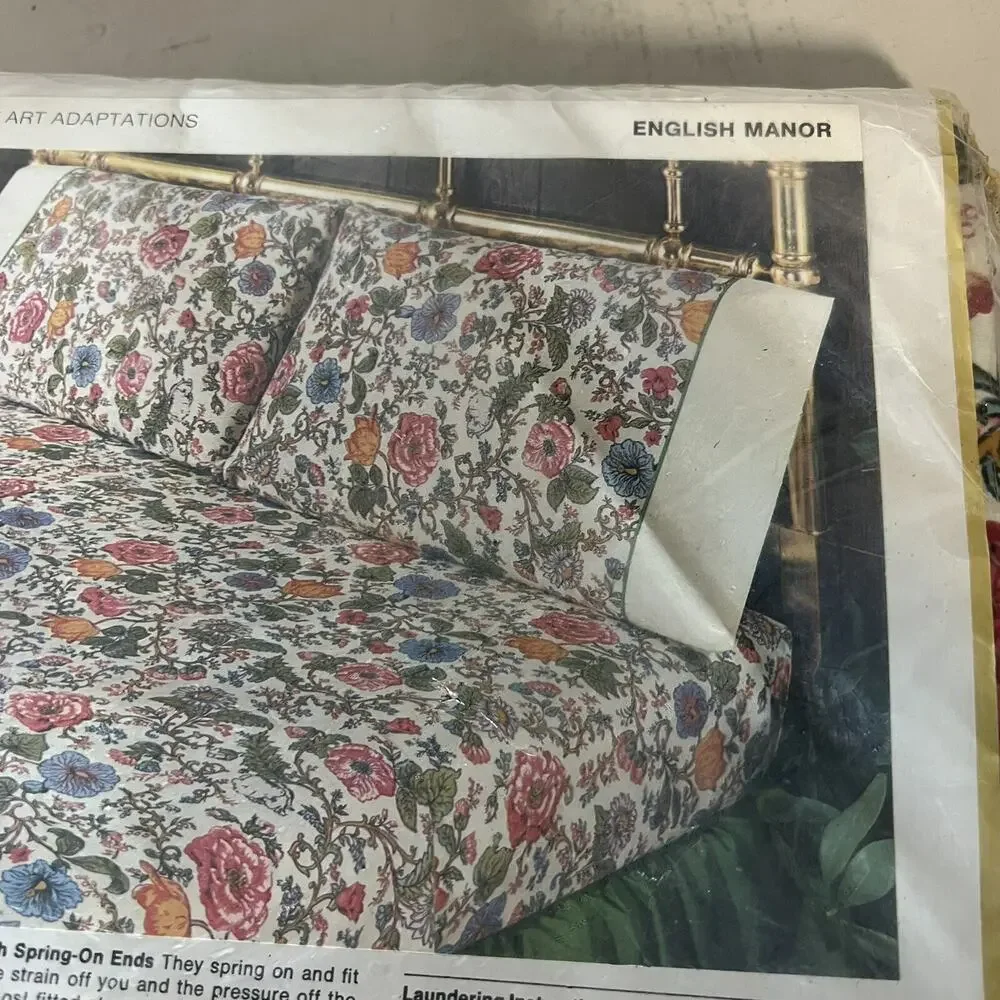 New VTG Springmaid Wondercale English Manor Twin Flat Sheet 39 x 76 Traditional